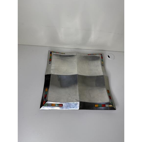 Mikasa Carnival Inlaid Mosaic Silver DPKO 1-835 4 Section Server 14" Square - Picture 10 of 10